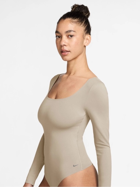 Nike Tops - Nike Form Stealth Evaporation Long Sleeve Bodysuit Light Orewood Brown Ivory